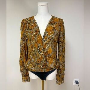 Gilner and Farrar Snake Print Deep V Bodysuit